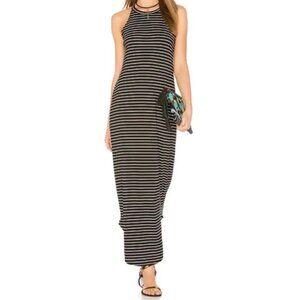 LNA Revolve Leigh Maxi Dress stripes Long Sleeveless Curved hem Scoop neck Small